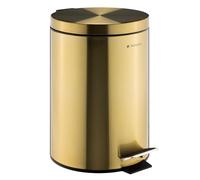 Navaris Poubelle Salle de Bain 12L - Poubelle à Couvercle avec Seau Intérieur Pédale et Poignée 38 x 25 cm pour Cosmétique Salle de Bain Cuisine - Doré