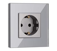 Navaris Prise de courant Schuko murale - Prise Schuko avec terre encastrable design cadre en verre - Prise électrique standard pour boîte murale de 60mm et 45mm de profondeur
