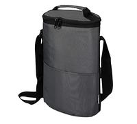 Navaris Sac Isotherme Bouteille - Sac Réfrigérant en Tissu pour 2 Bouteilles de Vin - Sacoche avec Sangle pour Pique-Nique Camping Plage - Gris