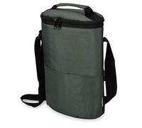 Navaris Sac Isotherme Bouteille - Sac Réfrigérant en Tissu pour 2 Bouteilles de Vin - Sacoche avec Sangle pour Pique-Nique Camping Plage - Kaki