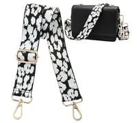 Navaris Sangle Bandoulière - Longueur Réglable de 75 à 138 cm pour Sac à Main - Lanière de Remplacement Léopard Noir et Blanc pour Homme et Femme