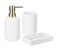 Navaris Set Accessoires Salle de Bain - 3X Accessoire pour Salle de Bain en polyrésine avec Porte-Brosse à dent Distributeur de Savon et Porte-Savon