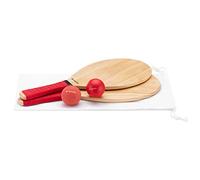 Navaris Set Raquettes de Ping-Pong - 2X Raquette en Bois et 2X Balle pour Tennis de Table - Jeu Extérieur Plage Parc Jardin - Manche Antidérapant