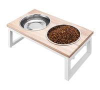 Navaris Support de Gamelle pour Chat et Chien - Bol Double Eau et Nourriture Surélevé - Mangeoire pour Le Confort de l'Animal de Compagnie