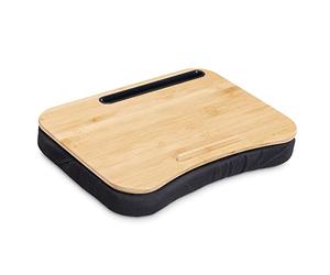 Navaris Support pour Ordinateur Portable - Plateau Bambou avec Coussin 44 x 32 x 6 cm pour lit canapé - Repose Genou pour PC Tablette téléphone