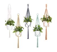 Navaris Suspension macramé pour Plante - Lot 5X Corde en Coton 1m avec Crochet Support Mural Pot de Fleurs Plante en intérieur ou en extérieur