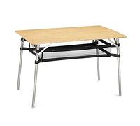 Navaris Table Pliante de Camping - Table Pliable en Bambou avec Pieds en Aluminium Ajustables jusqu'à 65 cm - Camping Parc Jardin Buffet