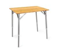 Navaris Table Pliante de Camping - Table Pliable en Bambou avec Pieds en Aluminium Ajustables jusqu'à 65 cm - Camping Parc Jardin Buffet