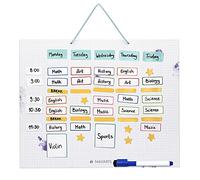 Navaris Tableau Magnétique Organiseur - Panneau Effaçable 40,2x32,1x1,7cm pour Planning Repas Activités - 115x Aimant - 7X Étoile - 1x Marqueur