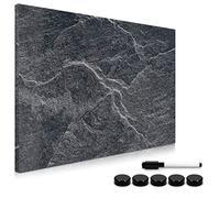 Navaris Tableau magnétique - Panneau mémo 60 x 40 cm avec aimants - Tableau Mural Design Pierre Noire avec marqueur et kit de Fixation Inclus