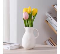 Navaris Vase Dolomite - Vase décoratif Design Carafe d'eau 16 x 13 x 21 cm pour Fleurs fraîches Fleurs séchées - Bureau Salon Cuisine
