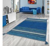 Navarro - Tapis Kilim Naturel - Bleu - 6 Tailles Disponibles