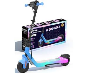 NAVEE K100/K100 Max Trottinette Electrique Enfant 6-10 Ans, 14KM-24KM Autonomie, Vitesse Max 16 km/h, Pneus Pleins 7", Contrôle Via APP, Écran LED 4", Lumières RGB, Trottinette Électrique Enfant