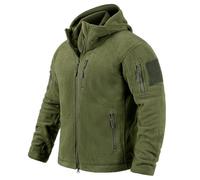 NAVEKULL Veste polaire tactique à capuche pour homme - Fermeture éclair intégrale - Plusieurs poches, vert militaire, Medium