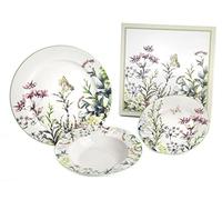 NAVEL Service d'assiettes collection « Fleurs de Campo» en porcelaine New BoneChina 12 pièces avec élégants boîtes lytographiées