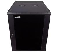 NavePoint Armoire de serveur murale 15U avec roulettes, 2 ventilateurs, porte en verre verrouillable, panneaux latéraux amovibles - Armoire réseau 15U de 60 cm de profondeur, rack de serveur de 48,3