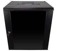 NavePoint Boîtier Rack de Serveur 12U avec Porte en Verre, Ventilateur de Refroidissement, serrures et Panneaux latéraux Amovibles - Armoire réseau Murale 12U Rack de 48,3 cm de Profondeur