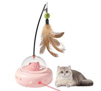 NAVESO 2 en 1 Jouet Chat Interactif, Jouet pour Chat UFO avec Pointeur Laser Bâton pour Chats, 360° Rotation Jeux Chats électrique Rechargeable par USB