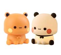 NAVESO 2Pcs Bubu Dudu Veilleuse Enfant Rechargeable, Veilleuse Bébé Maternité, VeilleusePanda Enfant, VeilleuseTactile, Portable VeilleuseLED Rechargeable USB, Silicone Lampe Panda, 3 Luminosité