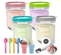 NAVESO 4 Pièces Pot pour Ninja Creamy Deluxe 500ml, Récipient pour Ninja Creami avec Couvercle et Cuillère, Accessoires pour Machine à Glace Ninja pour Série NC700, Sans BPA et Lave-Vaisselle