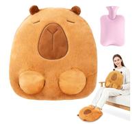 NAVESO Chauffe Pied, 2 in 1 Bouillotte Peluche Capybara, Chauffe Pieds Non Électrique, 500ml Bouillotte Pied, 35cm Chauffe Pieds en Peluche, Cadeau pour la Famille Amie Femmes Hommes