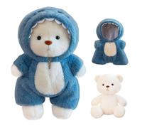 NAVESO Ours en peluche, 40 cm, avec costume de requin, doux, interactif, cadeau créatif pour enfants, garçons et filles, bleu