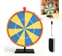 NAVESO Roue de la fortune de 30 cm à tourner, 12 emplacements, avec base et stylo effaçable, roue de bonheur, roue de bonheur, roue de la fortune, fer pour fête de carnaval, jeux de mots, Noël