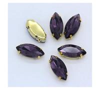 Navette œil de cheval à coudre, strass dorés, griffes marquises, for travaux d'aiguille, bijoux, robes mariée, sacs, garnitures Pour loisirs créatifs, vêtements et décorations DI(Violet,13x27mm 9pcs)