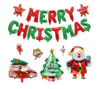 Navidad Lot de 22 ballons de Noël en aluminium avec inscription « Merry Christmas » pour sapin de Noël, décorations de fête du Nouvel An, bonhomme de neige créant une atmosphère festive