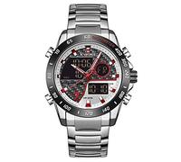 NAVIFORCE Montre à quartz analogique et numérique multifonction pour homme avec chronographe, double fuseau horaire, fonction snooze SIG