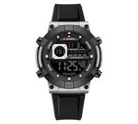 Naviforce Montre à Quartz analogique pour Homme avec Cadran analogique LCD et Affichage numérique de la Date, chronographe et Lumineuse, Rouge (Silver Black)