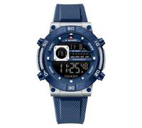 Naviforce Montre à Quartz analogique pour Homme avec Cadran analogique LCD et Affichage numérique de la Date, chronographe et Lumineuse, Rouge (Silver Blue)