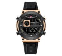 Naviforce Montre à Quartz analogique pour Homme avec Cadran analogique LCD et Affichage numérique de la Date, chronographe et Lumineuse, Rouge (Gold)