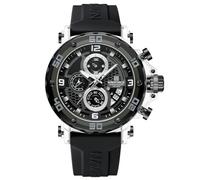 Naviforce Montre à Quartz Analogique Sport Chronographe Lumineux Bracelet Silicone Mode Homme, Rouge, Classique (Silver)