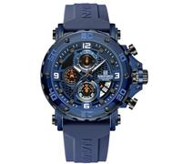 Naviforce Montre à Quartz Analogique Sport Chronographe Lumineux Bracelet Silicone Mode Homme, Rouge, Classique (Blue)