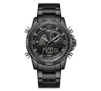 Naviforce Montre analogique et numérique de Luxe en Acier Inoxydable pour Homme - Étanche - pour Sport de Plein air - Noir