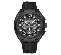 NAVIFORCE Montre carrée pour homme, chronographe analogique, calendrier, montre à quartz étanche pour homme, bracelet en silicone, noir