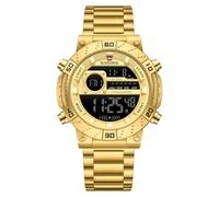 Naviforce Montre chronographe à Quartz de Luxe pour Homme - Bracelet en Acier Inoxydable - Étanche - Affichage Automatique du Jour et de la Date, Bleu/Noir (Gold)