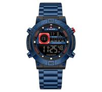 NAVIFORCE Montre chronographe à quartz de luxe pour homme - Bracelet en acier inoxydable - Étanche - Affichage automatique du jour et de la date, bleu/noir