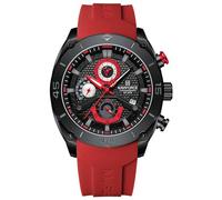 NAVIFORCE Montre classique originale pour homme - Bracelet en silicone - Affichage automatique de la date - Montre de sport étanche, Rouge, Classique