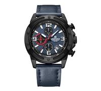 NAVIFORCE Montre de sport analogique à quartz pour homme, chronographe, bracelet en cuir, bleu