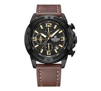 NAVIFORCE Montre de sport analogique à quartz pour homme, chronographe, bracelet en cuir, jaune