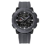 NAVIFORCE Montre de sport étanche 5 ATM pour homme avec bracelet en silicone à quartz analogique et numérique, réveil, chronographe, montre-bracelet lumineuse, gris, Sport
