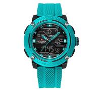 NAVIFORCE Montre de sport étanche 5 ATM pour homme avec bracelet en silicone à quartz analogique et numérique, réveil, chronographe, montre-bracelet lumineuse, bleu ciel, Sport