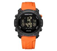 NAVIFORCE Montre de sport numérique étanche avec chronomètre, alarme, bracelet en caoutchouc pour homme et femme, Noir et orange.