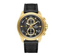 NAVIFORCE Montre de sport pour homme - Analogique - Quartz - Chronographe - Bracelet en cuir - Étanche - Style militaire, doré, Classique
