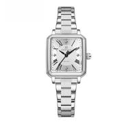NAVIFORCE Montre dorée pour femme, étanche, boîtier carré, cadran romain, Argent et blanc
