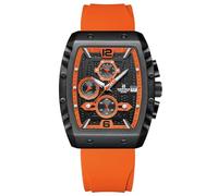 Naviforce Montre Montre-Bracelet De Mode Creux Grand Cadran Lumineux Étanche Sport Analogique Quartz Affaires Montres pour Hommes Bracelet en Silicone Robe Montre (Orange)