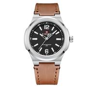 Naviforce Montre pour Homme avec Bracelet en Cuir Robuste pour Le Quotidien, l'extérieur et Le Travail, Mouvement à Quartz, étanche à 30 m, Plusieurs Options de Couleur (Silver)