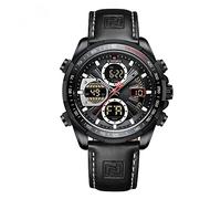 Naviforce Montres numériques Militaires pour Hommes Montre étanche à Quartz analogique Sport Montre-Bracelet en Cuir multifonctionnelle